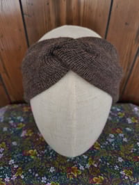 Image 1 of Super Soft 100% Wool Ear Warmer- Marled Brown