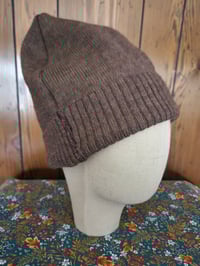 Image 3 of Super Soft 100% Wool Marled Brown Beanie Hat
