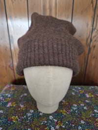 Image 2 of Super Soft 100% Wool Marled Brown Beanie Hat