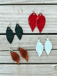 Image 1 of Leather Feather Earrings - you pick color