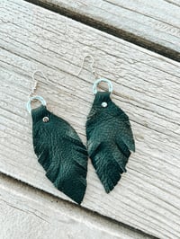 Image 4 of Leather Feather Earrings - you pick color