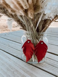 Image 5 of Leather Feather Earrings - you pick color