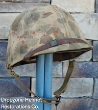 Image 1 of WWII M1 USMC Helmet Schlueter Front Seam & Westinghouse Liner. At The Front Camo Cover.