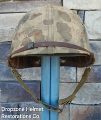 Image 5 of WWII M1 USMC Helmet Schlueter Front Seam & Westinghouse Liner. At The Front Camo Cover.