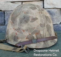 Image 7 of WWII M1 USMC Helmet Schlueter Front Seam & Westinghouse Liner. At The Front Camo Cover.