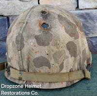 Image 8 of WWII M1 USMC Helmet Schlueter Front Seam & Westinghouse Liner. At The Front Camo Cover.