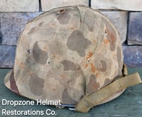 Image 4 of WWII M1 USMC Helmet Schlueter Front Seam & Westinghouse Liner. At The Front Camo Cover.