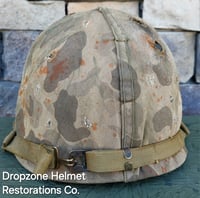 Image 6 of WWII M1 USMC Helmet Schlueter Front Seam & Westinghouse Liner. At The Front Camo Cover.