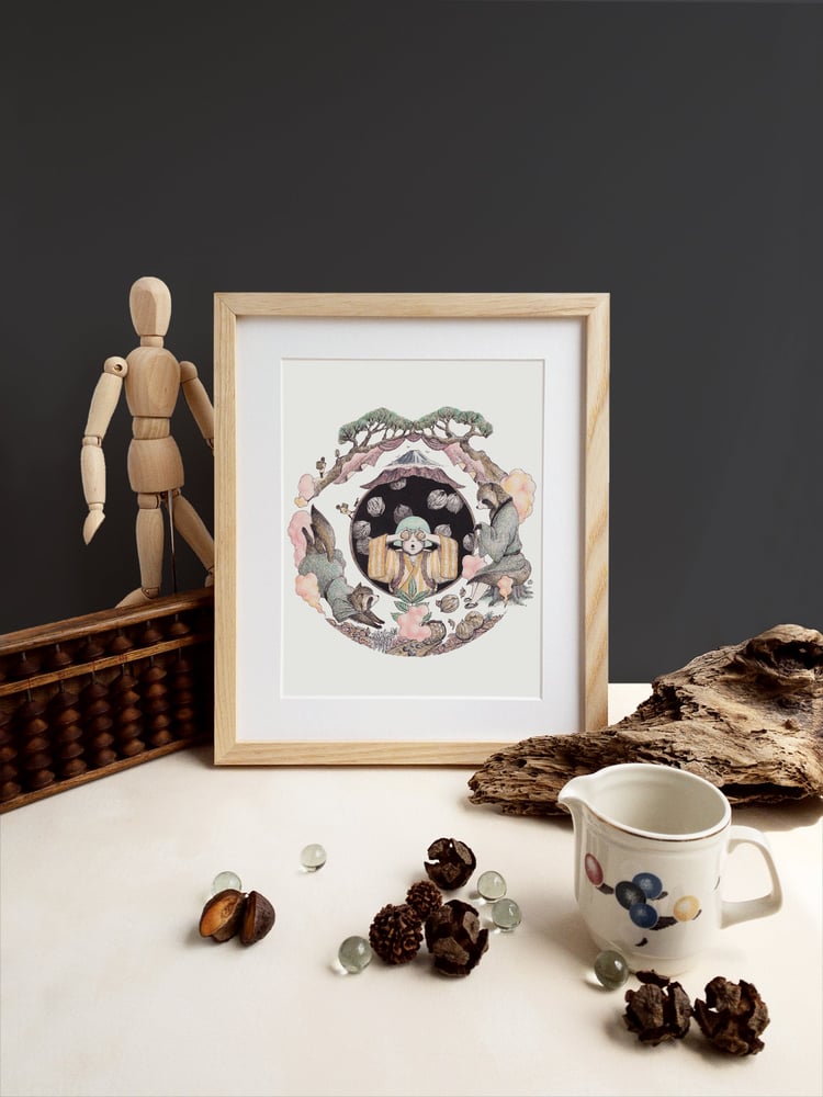 Image of Ready to Hang Framed Print (with a Locally Made Frame) 'Ayako &amp; Mujina'