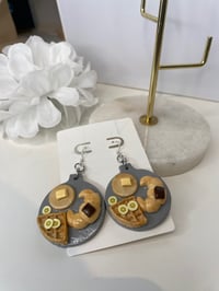 Image 3 of Clay bakery earrings, baked goods platter earrings, clay dessert platter earrings