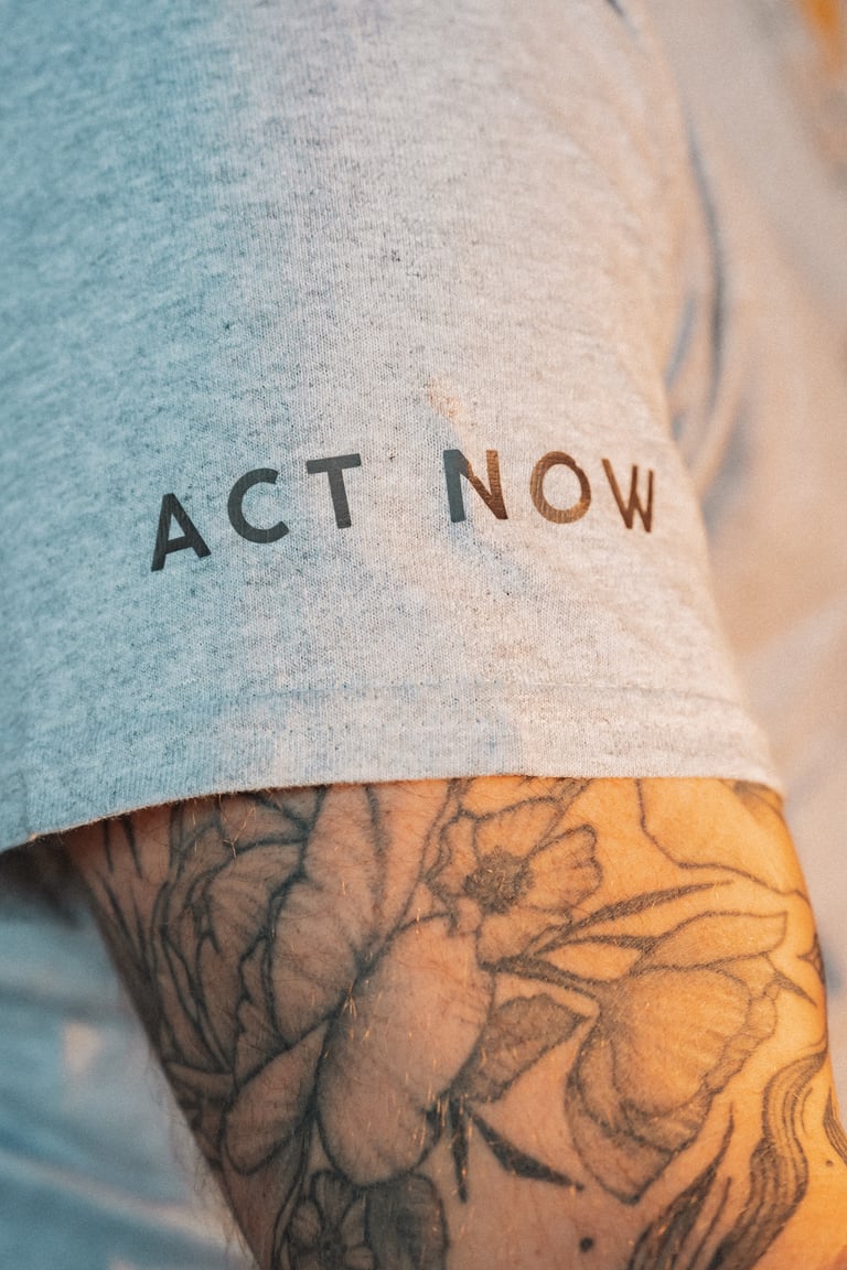 "Act Now" Charity T-shirt in Grey Image 3