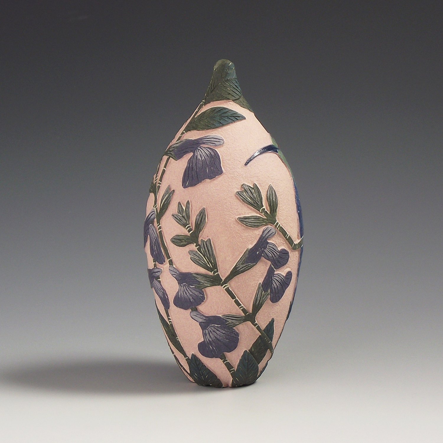 Image of Hummingbird & salvia sgraffito vessel 