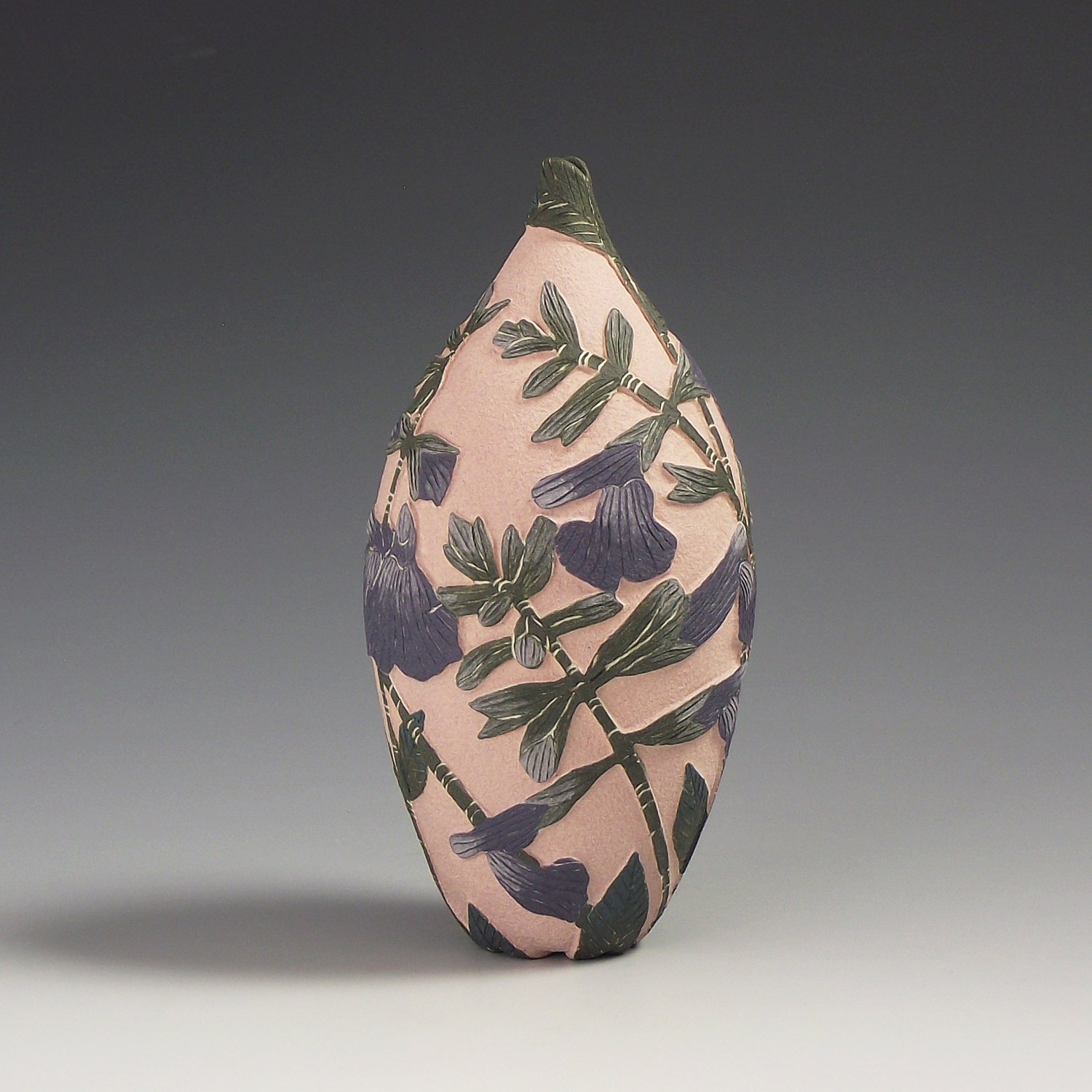 Image of Hummingbird & salvia sgraffito vessel 