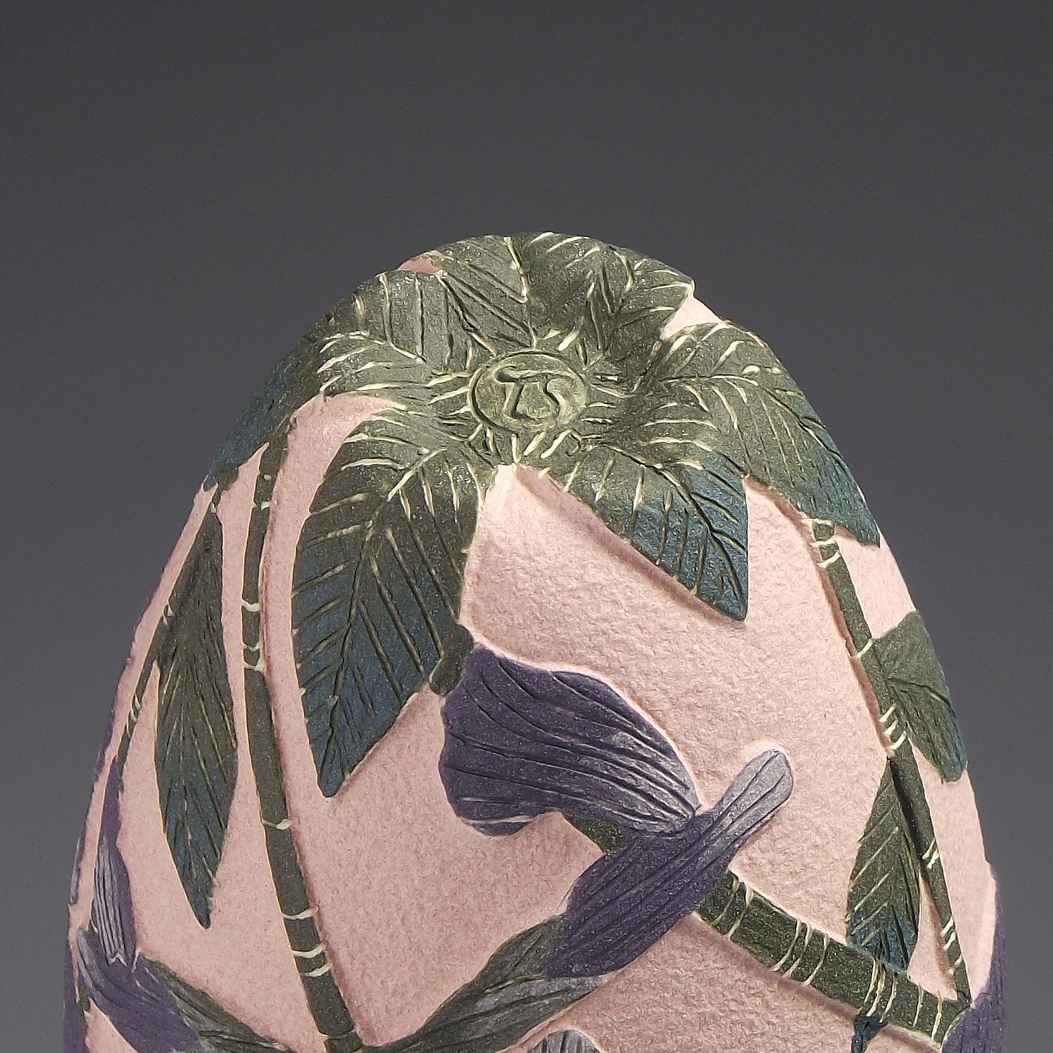 Image of Hummingbird & salvia sgraffito vessel 