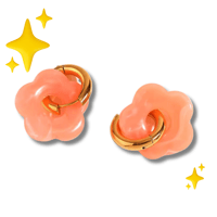 Coral flower charm hoop earring 