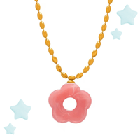 Flower charm gold pendant Pink