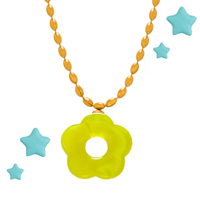 Flower charm gold pendant Green