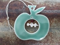 Image 1 of Porcelain Apple and worm decoration