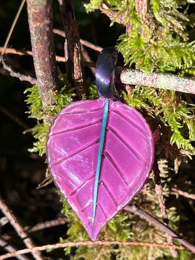 Image of Purple Sparkle Leaf pendant