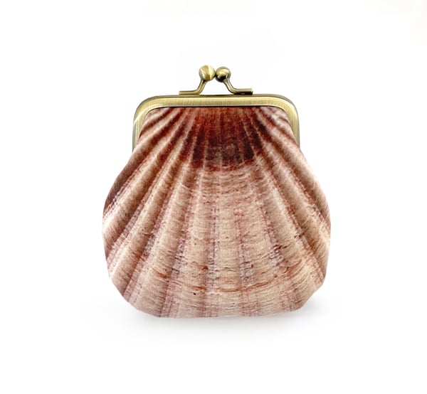 Image of Seashell printed velvet coin purse