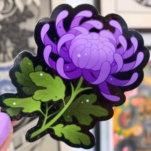 Image of GLITTER Lavender Chrysanthemum STICKER