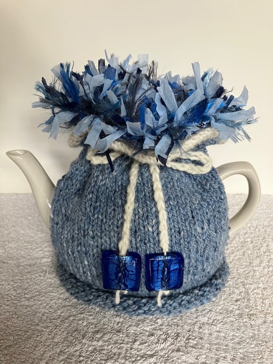 Image of medium PALE BLUE GO ON! tea cosie