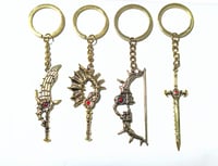 Image of Fire Emblem Relic Weapons - Pins Necklace Keychain - 3 Houses - Byleth Dimitri Edelgard Claude Weapo