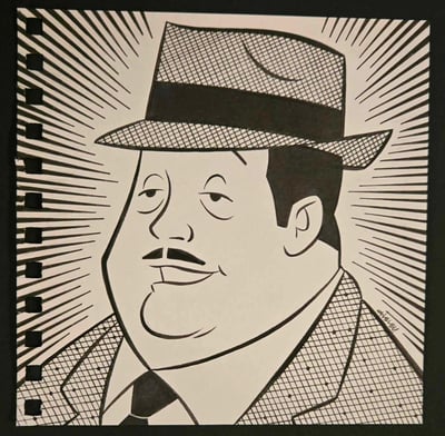Image of THE AMAZING CHAN! CHARLIE CHAN! 1970s HANNA-BARBERA TV CARTOON! 6x6 SKETCHBOOK ORIGINAL ARTWORK!