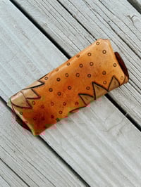 Image 4 of Distressed Leather Sunflower Glasses Case - reserved for Michelle