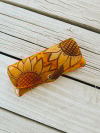 Image 3 of Distressed Leather Sunflower Glasses Case - reserved for Michelle