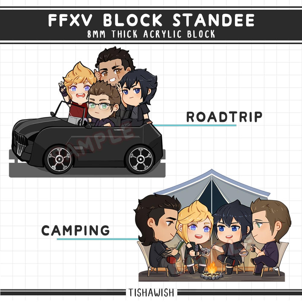 [PREORDER/IN STOCK - Standee] FFXV Chocobros Roadtrip/Camping Block Standee