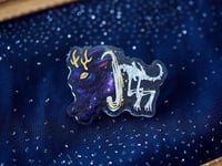 Image 1 of Brooch Skeleton Jackalope Glitter Galaxy Acrylic