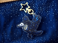 Image 1 of Keychain Skeleton Raven Glitter Galaxy Acrylic