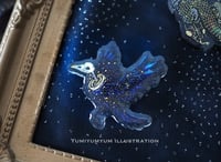 Image 1 of Brooch Skeleton Raven Glitter Galaxy Acrylic