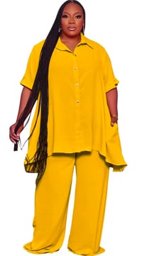 Image 2 of Short Sleeve Wide Leg 2 Piece Pants Set