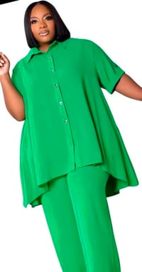 Image 3 of Short Sleeve Wide Leg 2 Piece Pants Set