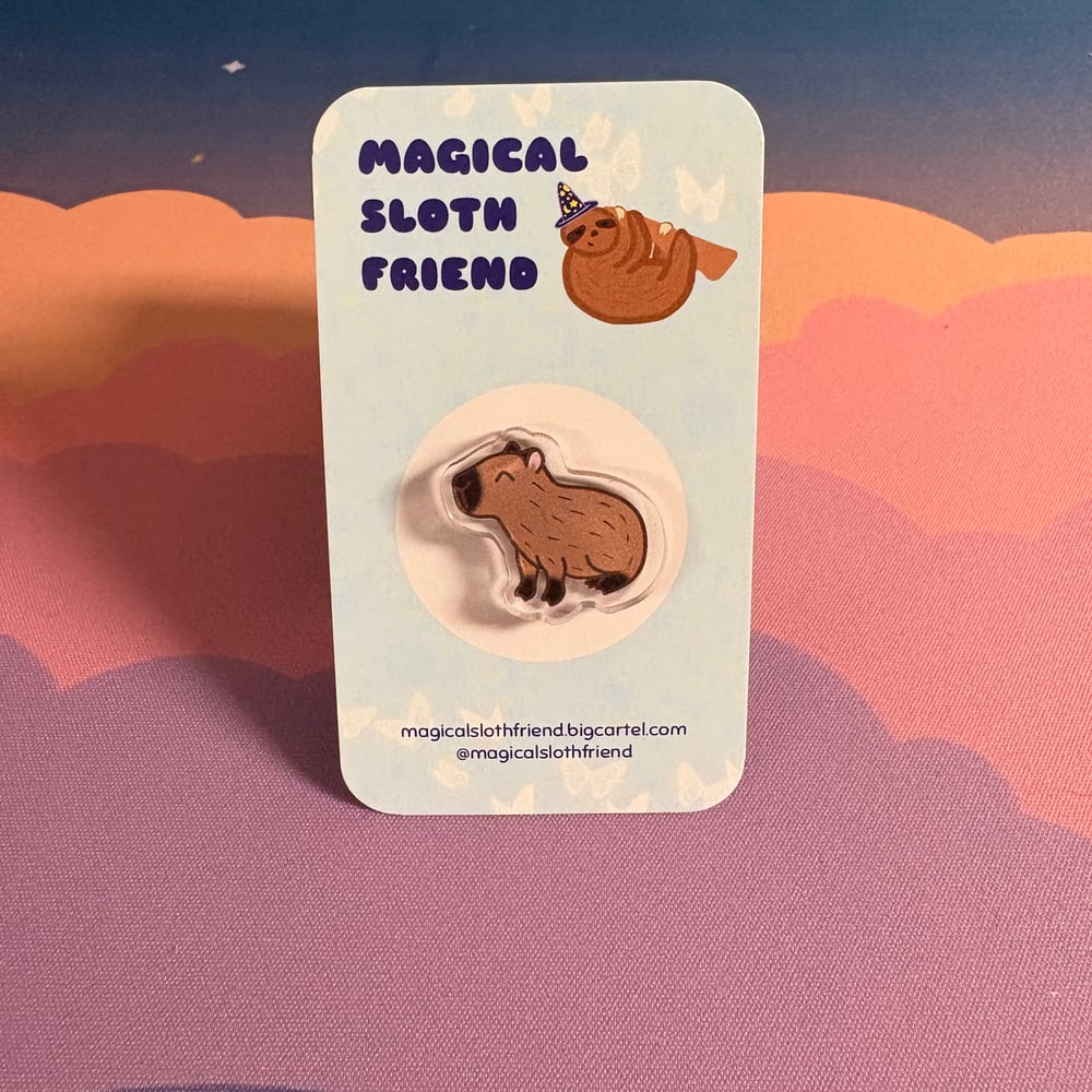 Image of capybara acrylic pin