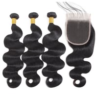 Image 2 of 300G   Brazilian Super Virgin Hair Body Waves Bundles with 5x5 HD Closure