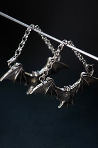 Image 3 of Bats in Chains - Ear Hangers - Stainless Steel - Hangers for Stretched Ears - Goth Ear Weights