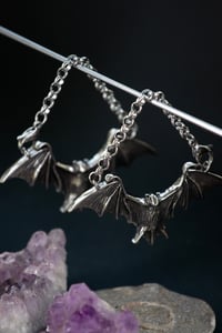 Image 1 of Bats in Chains - Ear Hangers - Stainless Steel - Hangers for Stretched Ears - Goth Ear Weights