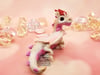 Shimmery White and Pink Polymer Clay Dragon