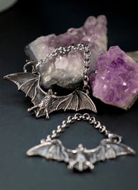 Image 2 of Bats in Chains - Ear Hangers - Stainless Steel - Hangers for Stretched Ears - Goth Ear Weights