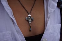 Image 1 of Fireweed Flower + 14k Boulder Opal Drop Necklace