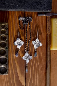 Image 5 of Fireweed Flower + 14k Boulder Opal Drop Necklace