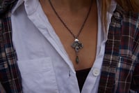 Image 3 of Fireweed Flower + 14k Boulder Opal Drop Necklace