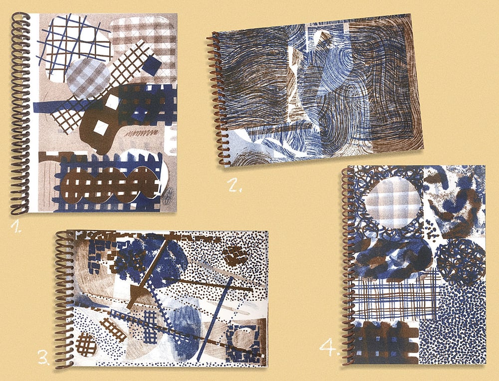 Image of BLUE AND BROWN PRINT SPIRAL NOTEBOOK