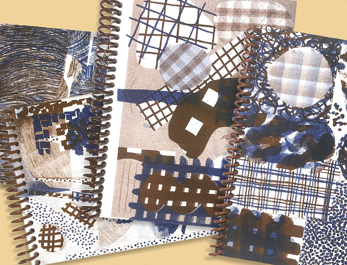 Image of BLUE AND BROWN PRINT SPIRAL NOTEBOOK 3̶5̶0̶ Kč