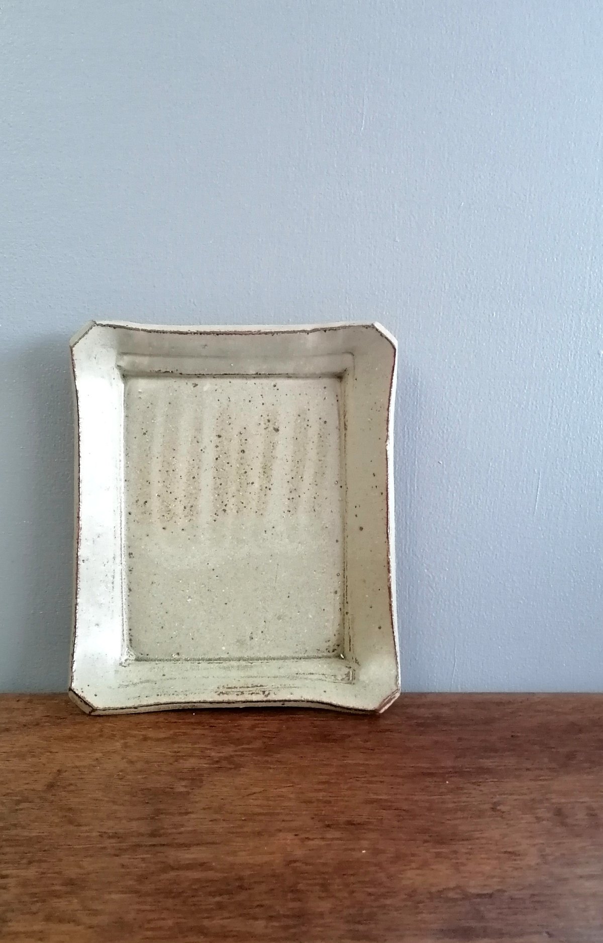 Image of White slip and a hardwood Ash glazed pressed tray