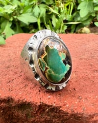 Image 1 of WL&A Handmade Royston Green Oval Signet Ring - Size 9