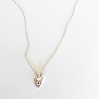 Image 2 of Ruby Heart Charm Pendant- Silver